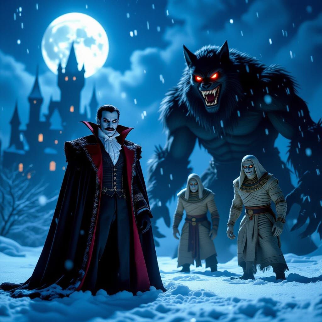 Gothic Horror: Dracula, Monsters, and Castle Under Moonlight