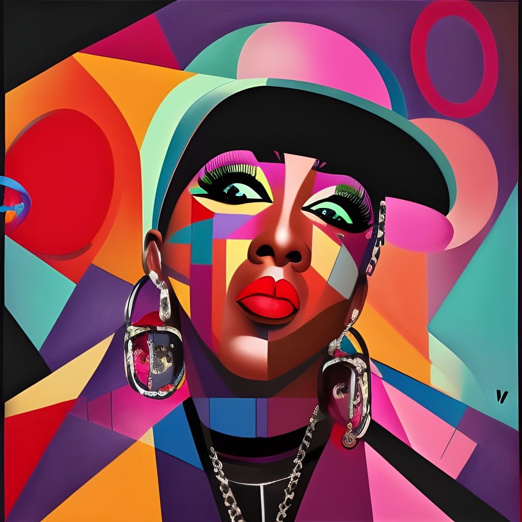 Missy Elliott: Cubist Art Deco Geometric Portrait