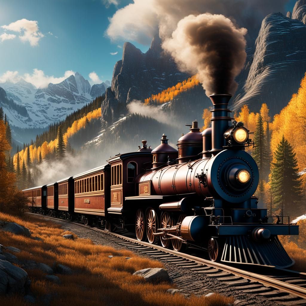 1880s Train Chase in the Rocky Mountains