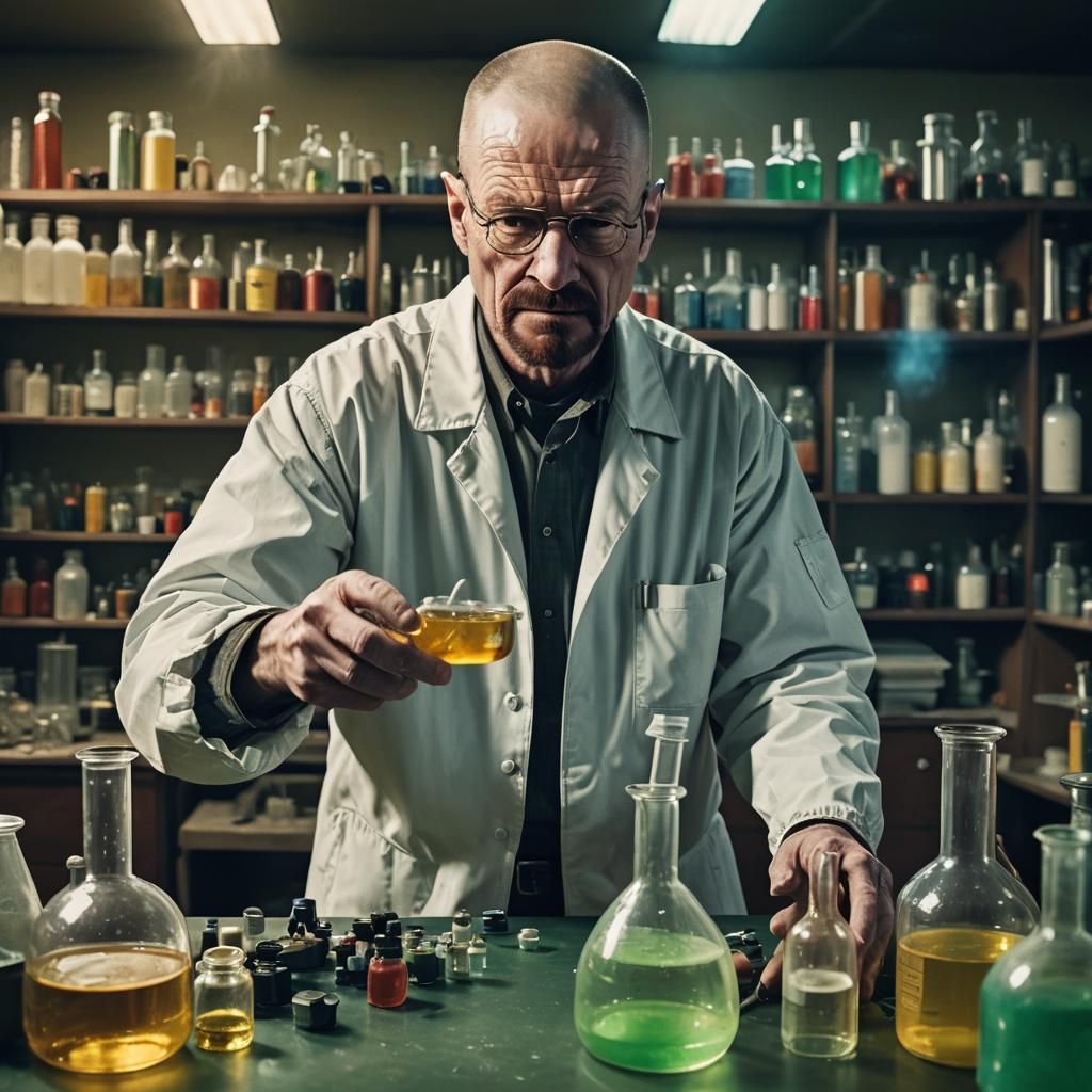 Cinematic Laboratory Portrait of a Famed Chemist