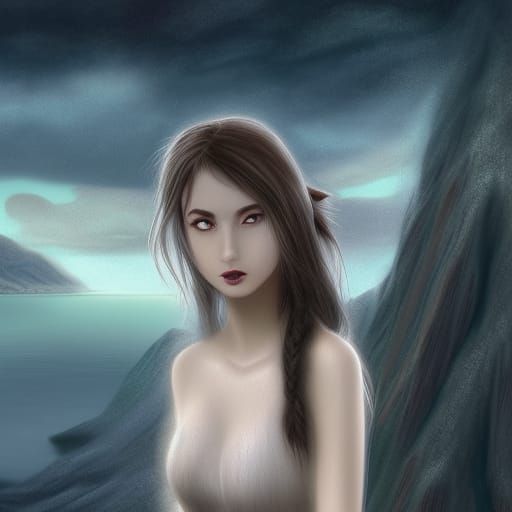 Detailed Matte Painting of a Wolf Girl
