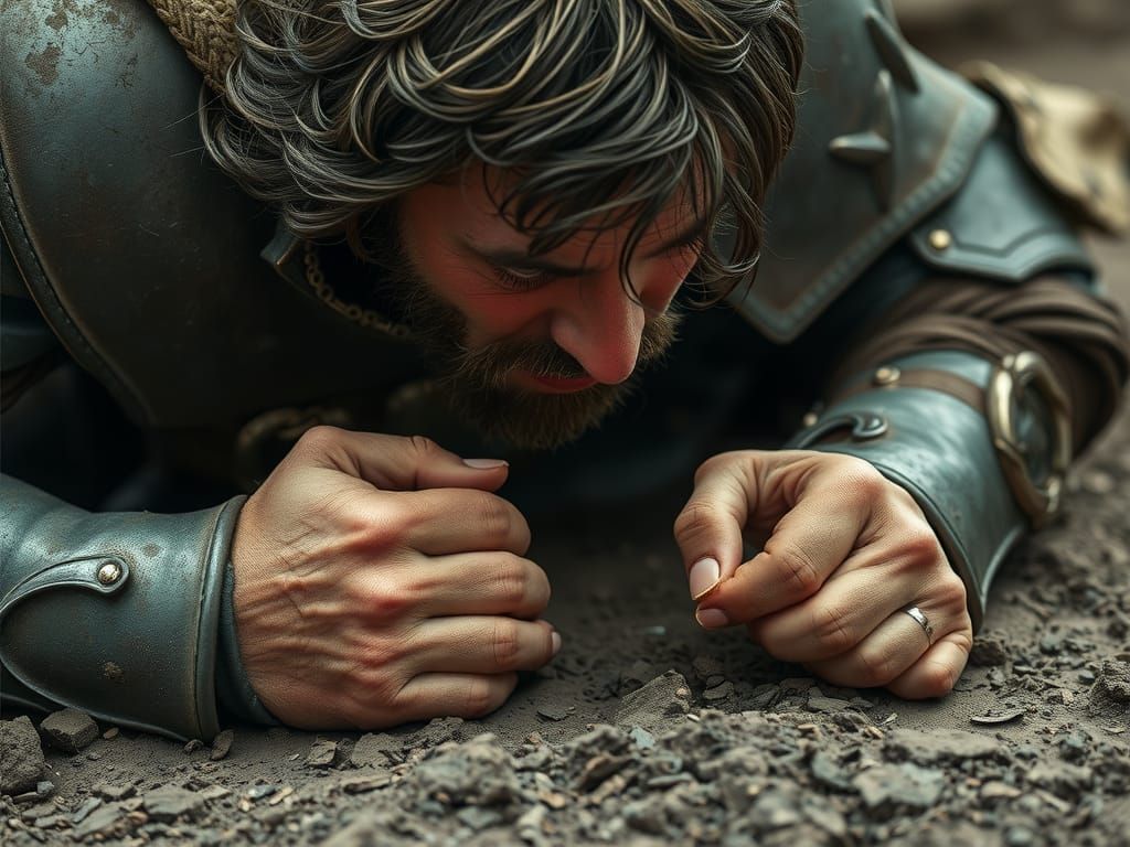 Battle-Hardened Warrior Overcome with Anguish