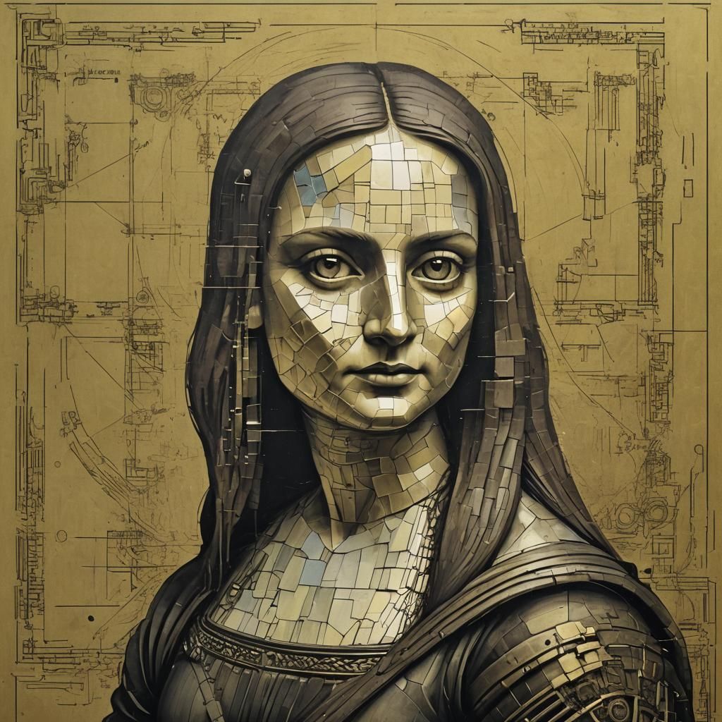 Futuristic Warrior Mona Lisa: A Digital Art Portrait