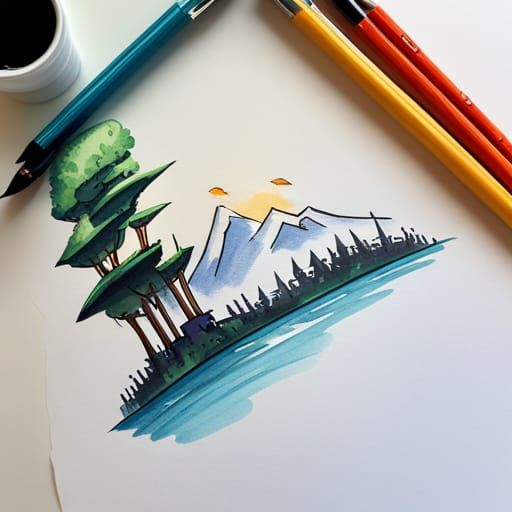 Simple Line Drawing on Paper