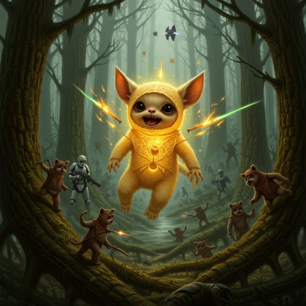 Ethereal Glowing Creature in Gothic Art Style