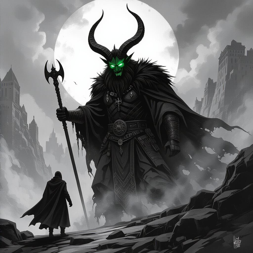 Krampus in German Expressionist Art Deco Style