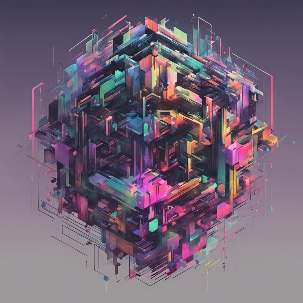 Abstract Glitchcore Digital Art Composition