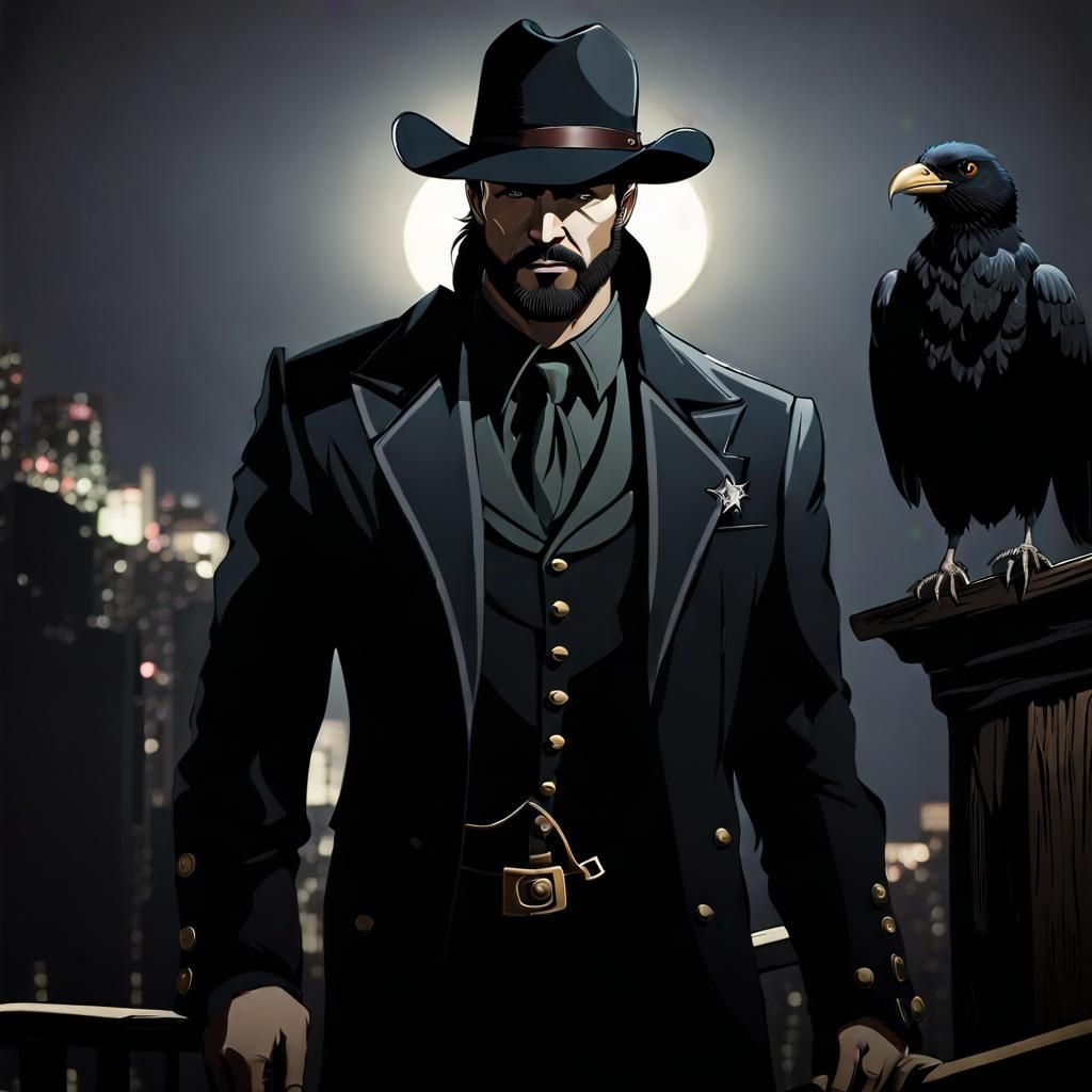 Vampire Cowboy on Rooftop in Downtown Los Angeles