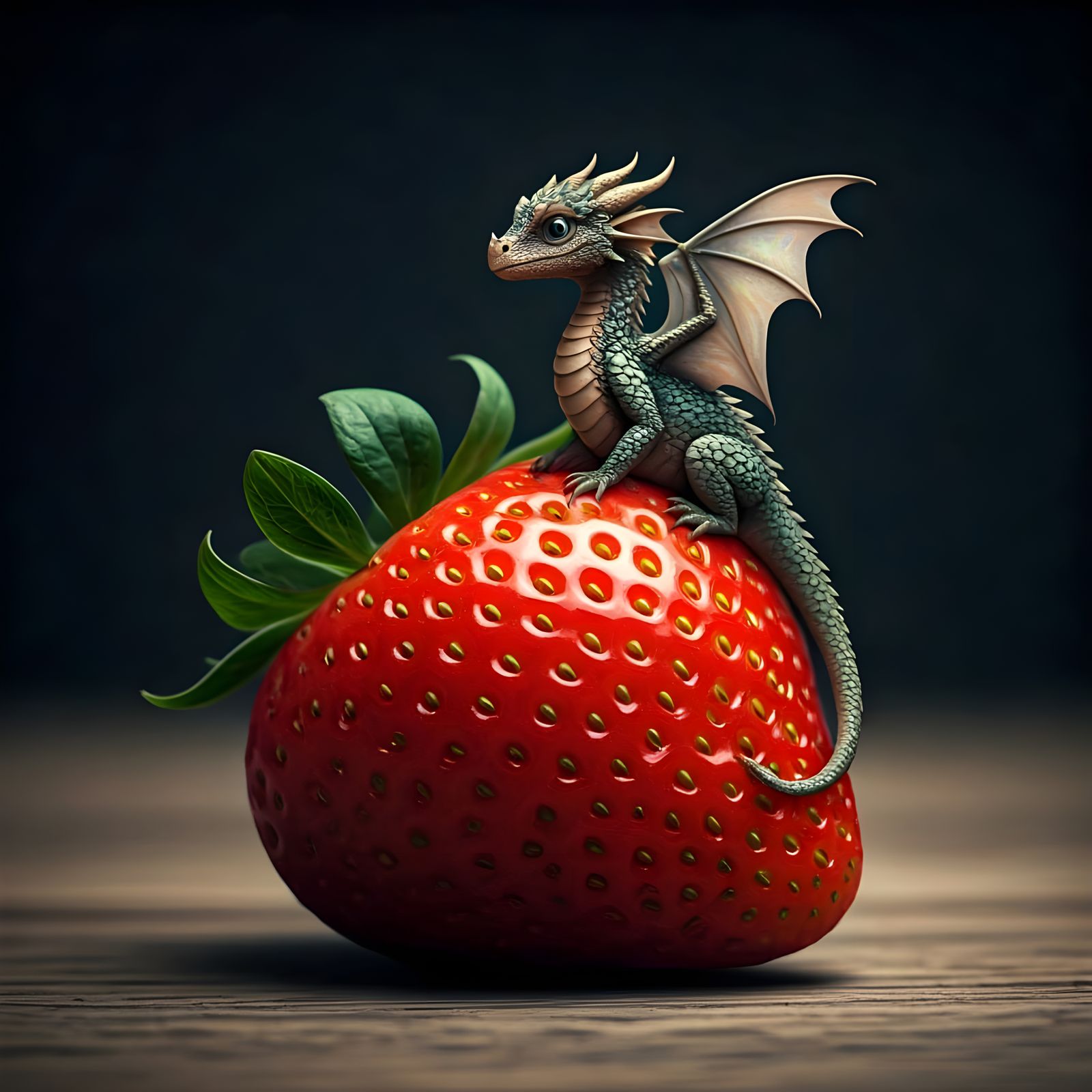 Dragon and Strawberry Fusion: Detailed Miniature Art