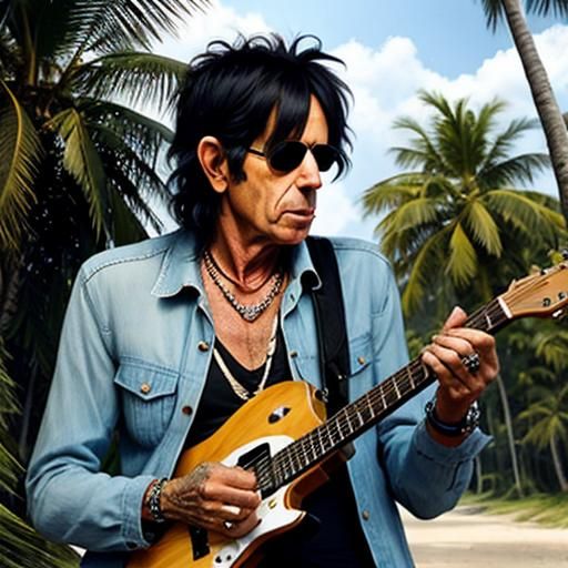 Keith Richards Savoring a Coconut