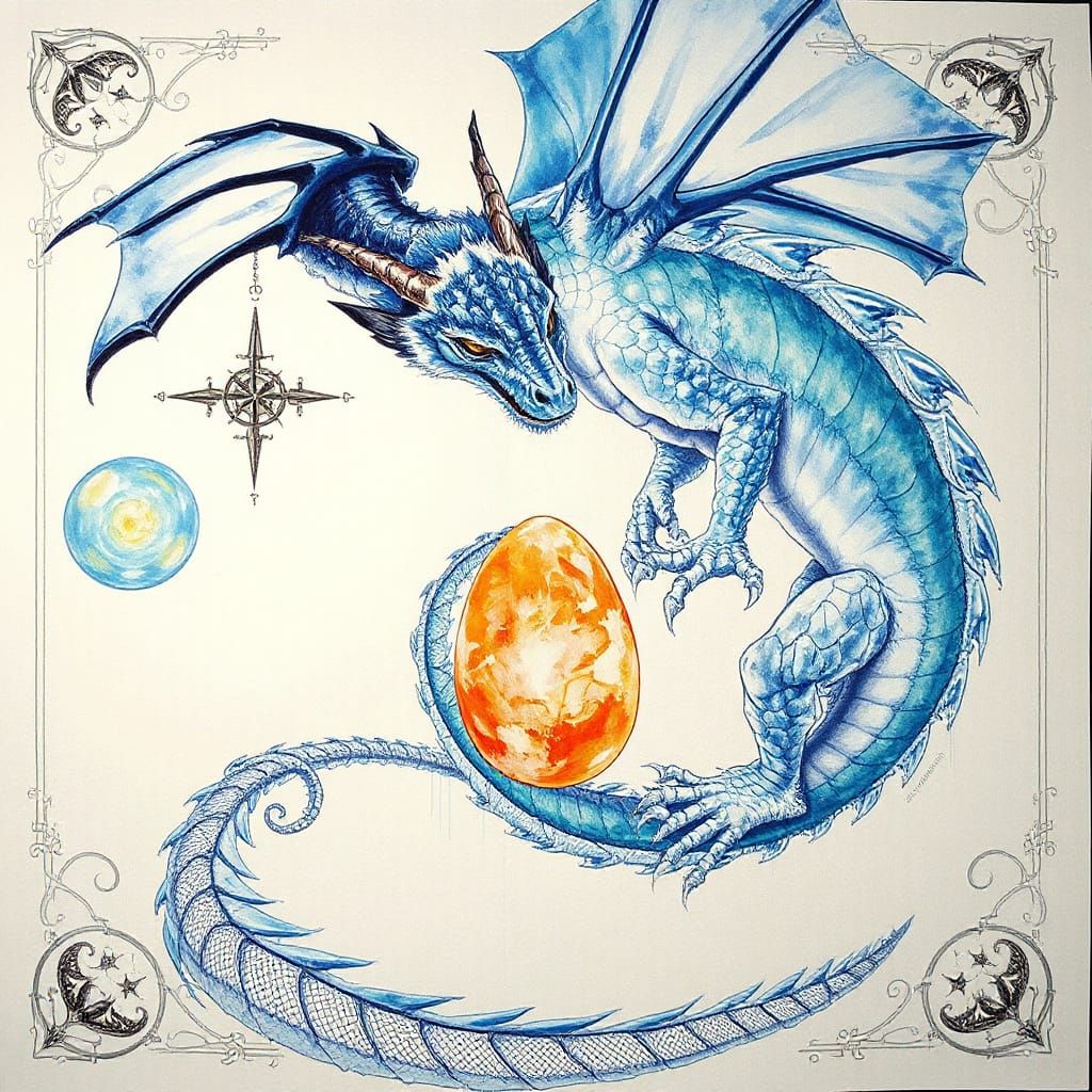 Mystical Dragon Encircles Crystal Egg in Haunting Dreamlike ...