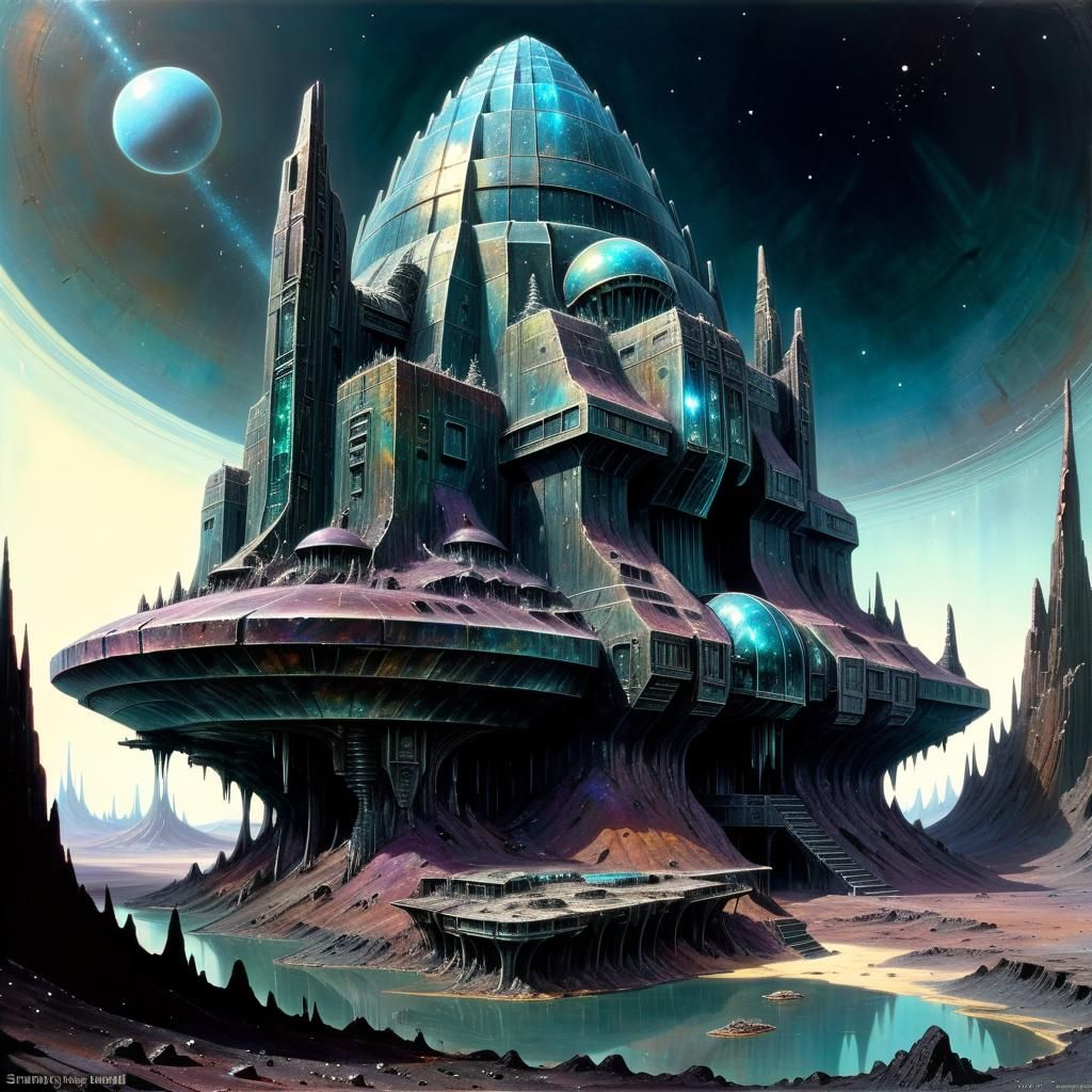 Extraterrestrial Cityscape in Postmodern Style