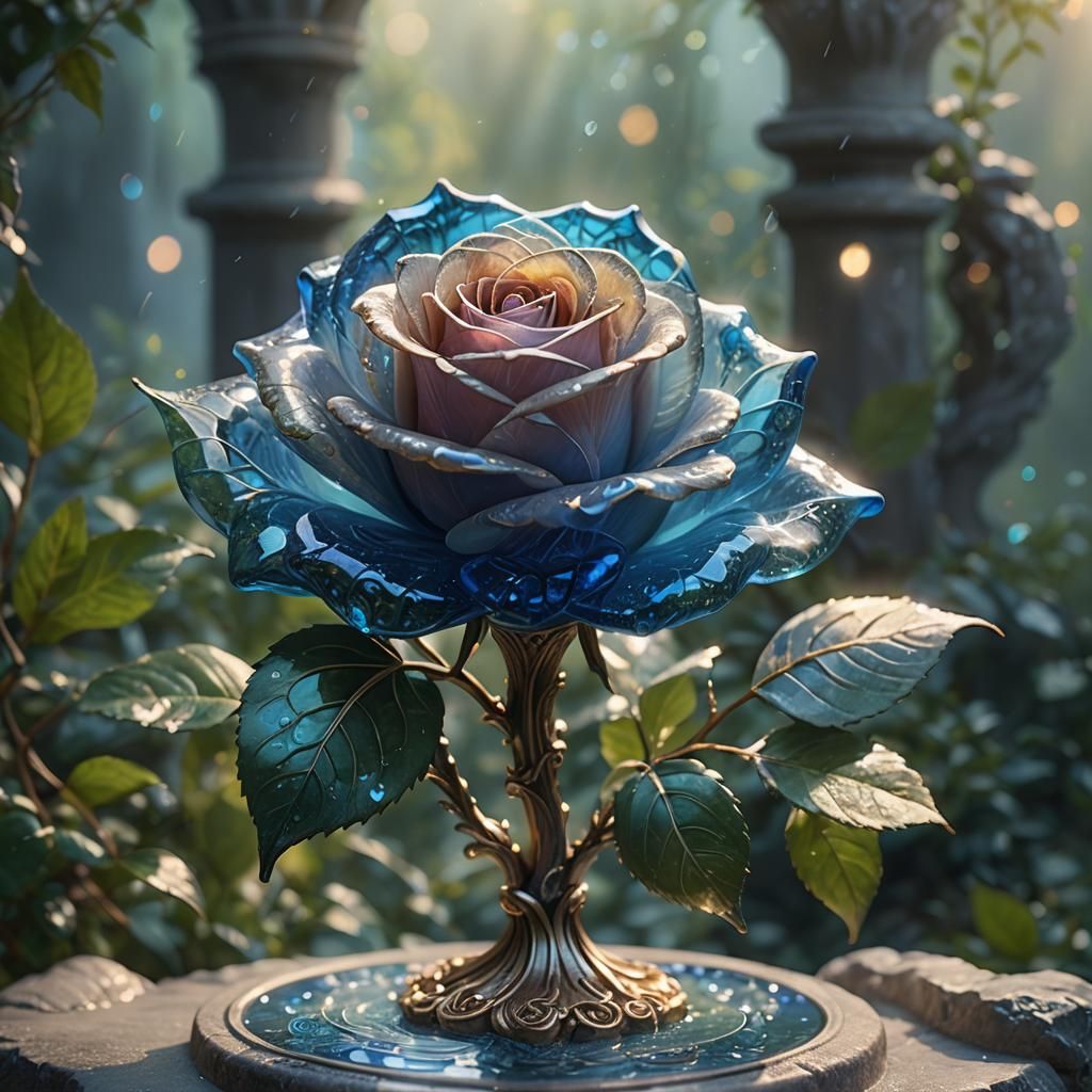 Blue Glass Rose Fantasy Concept Art