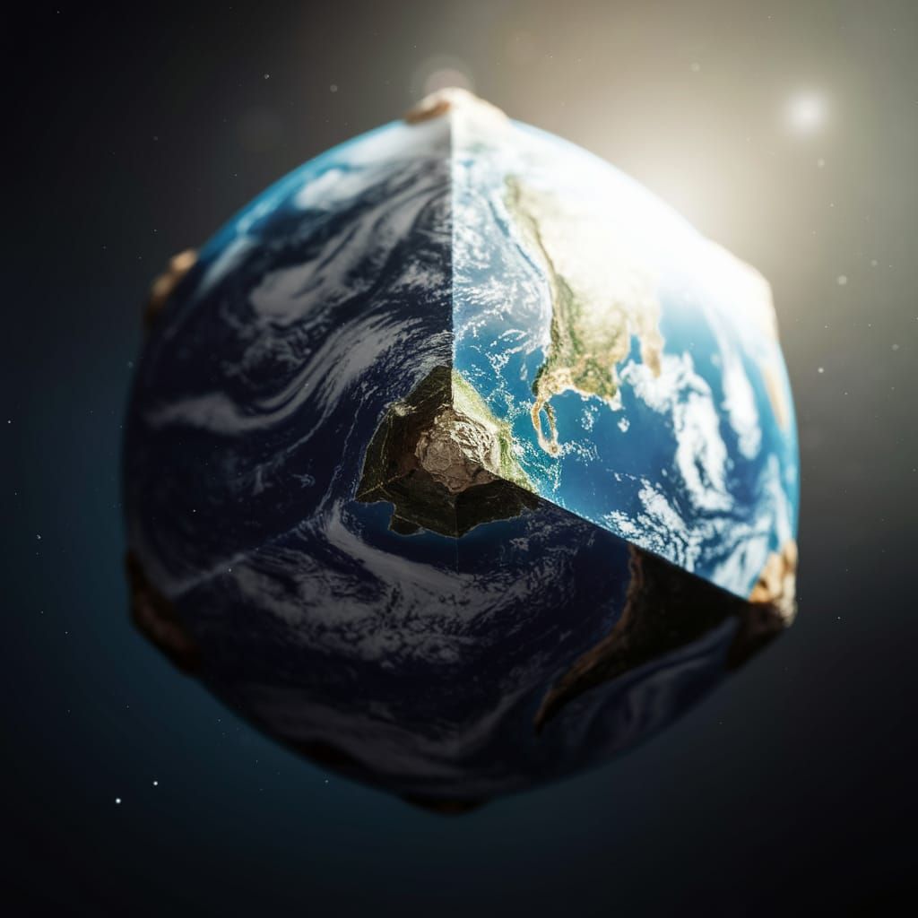 Cube-Shaped Earth in Ethereal Outer Space