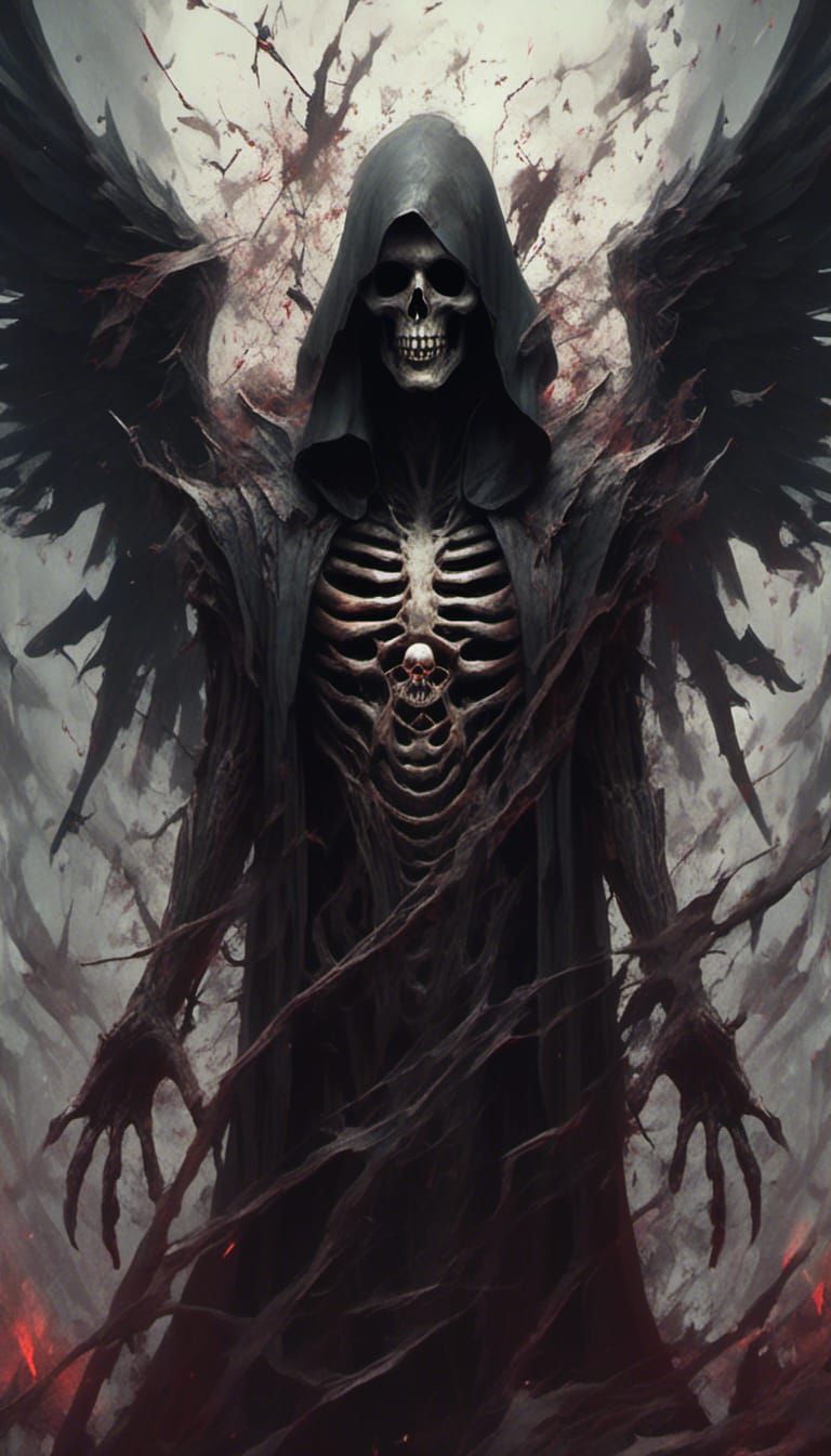 Grim Reaper Portrait in Goth Metalcore Style