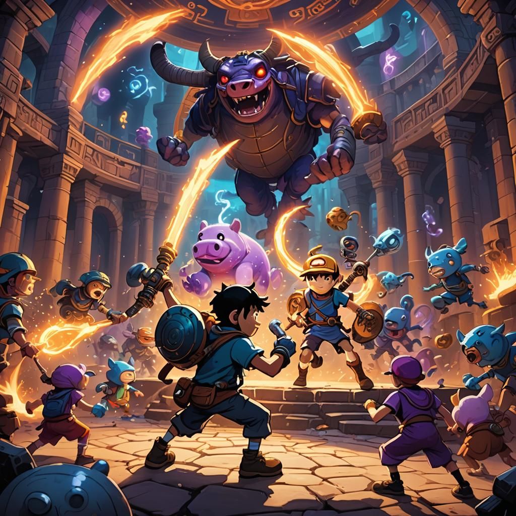 Ness and Lucas vs Porky in Mystical Arena