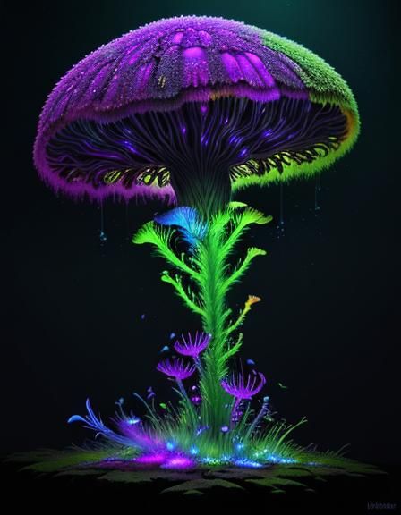 Type of psychedelic colorful carnivorous fungus that would g...