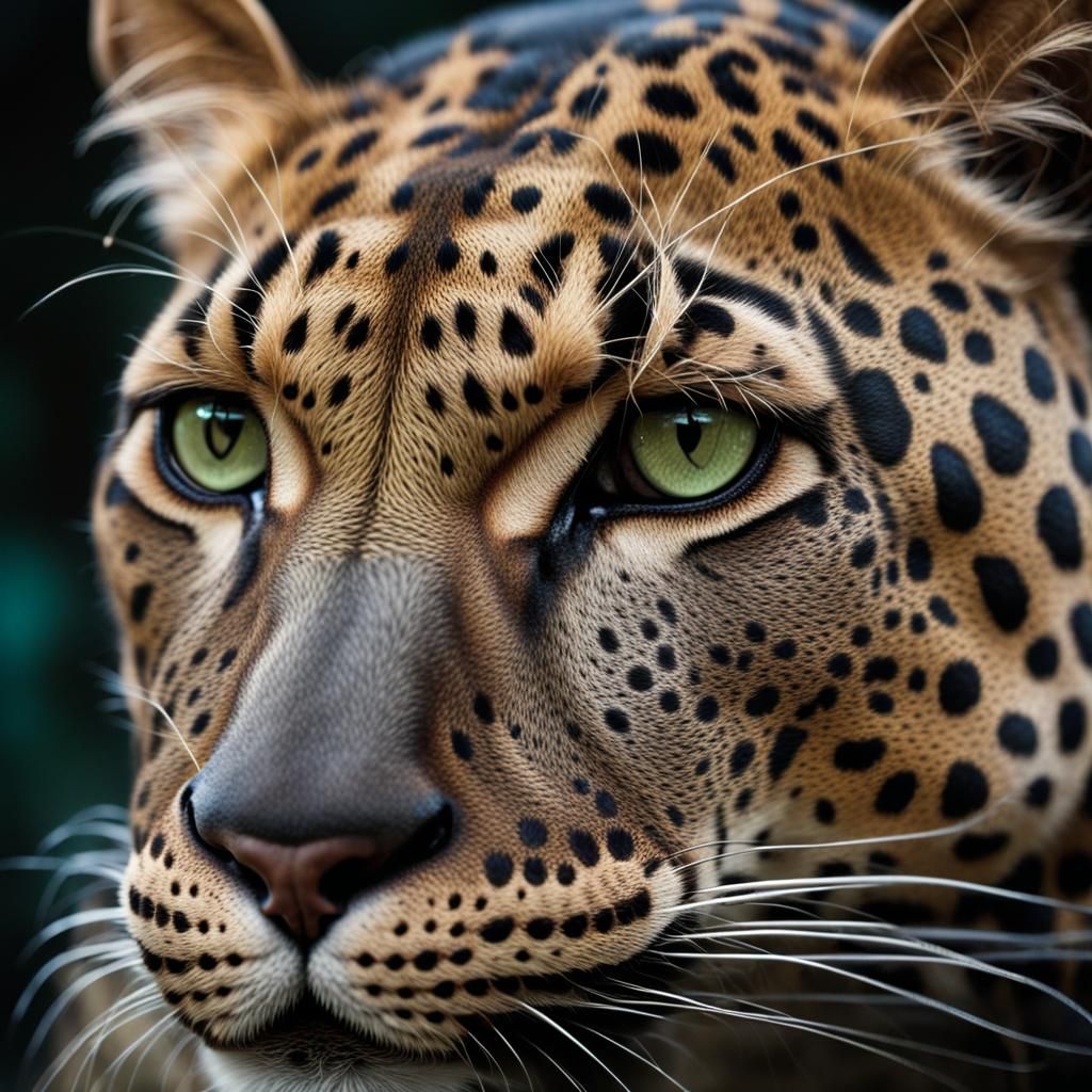 Detailed Close-Up Portrait of Mystical Wildcat