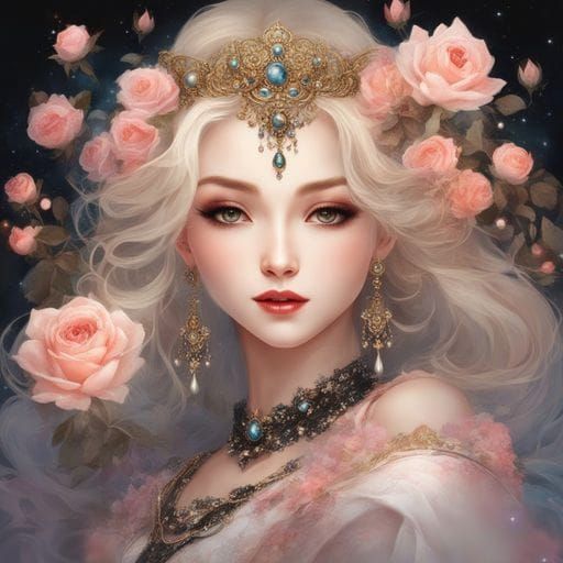 Gothic Japanese Princess Portrait in Space
