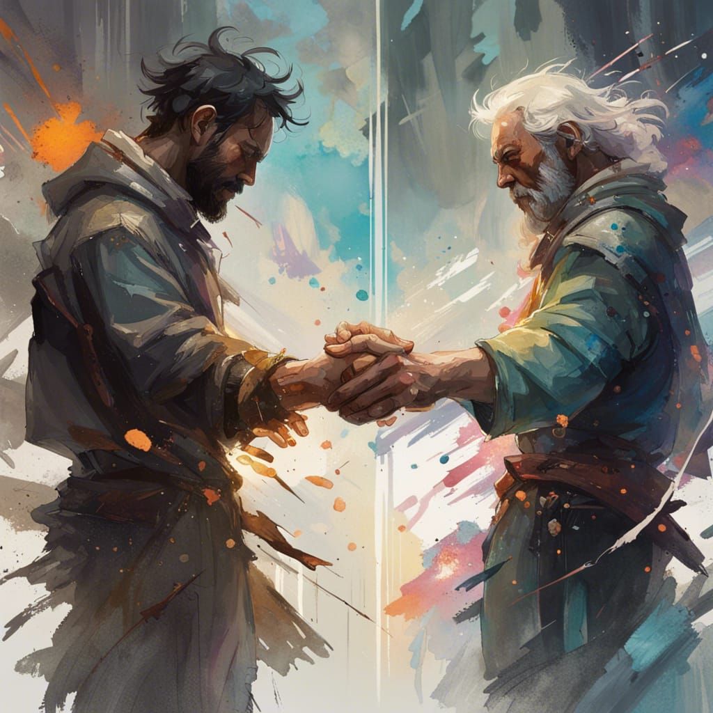 Friendly Rock, Paper, Scissors Characters in Psychedelic Spl...