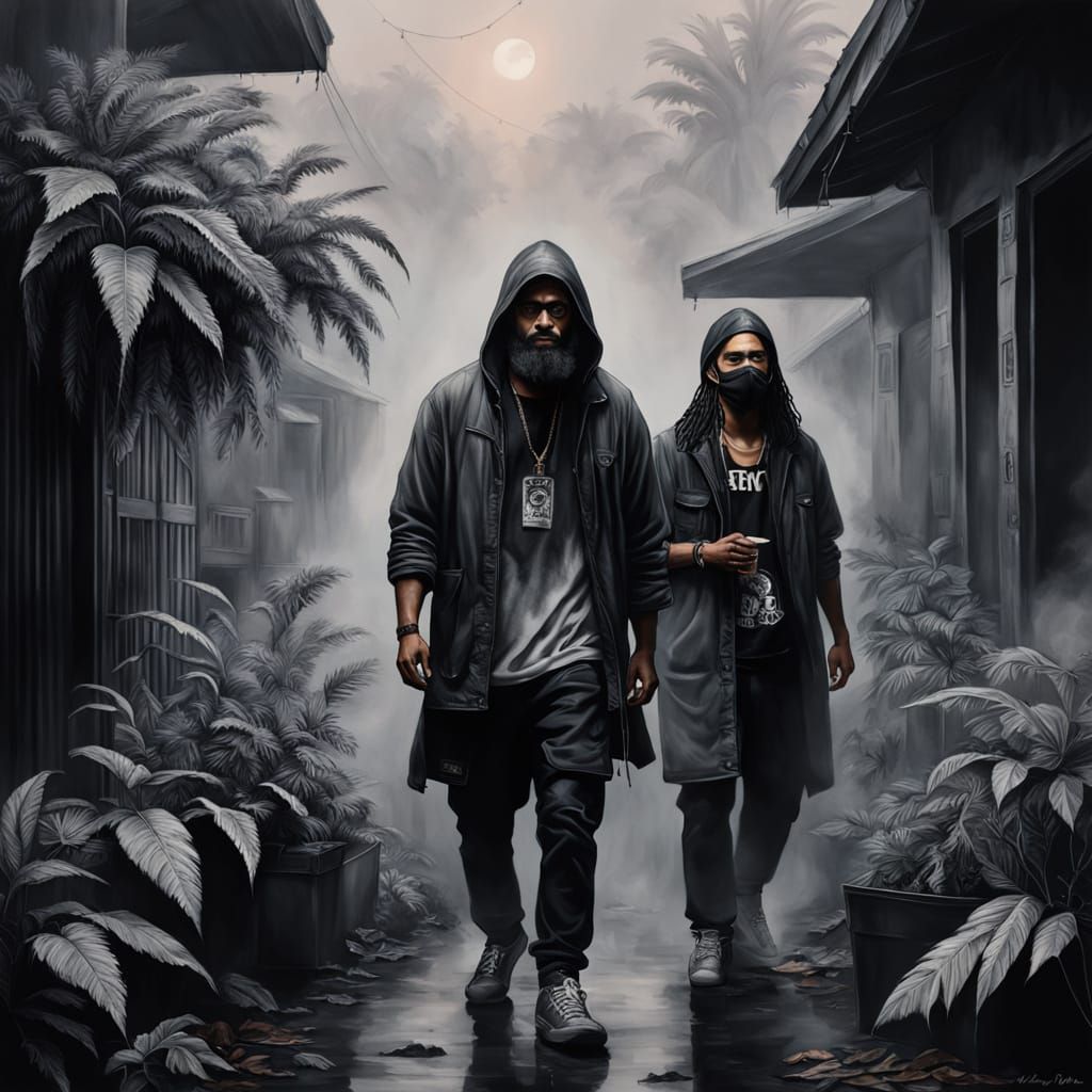 Hyperrealistic Charcoal Portrait of Rappers $uicideboy$ amid...