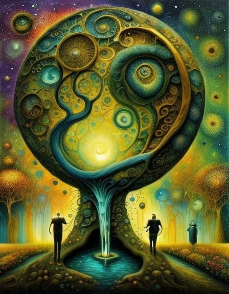 Divine Hand Creates Life: Klimt-Inspired Fantasy Art