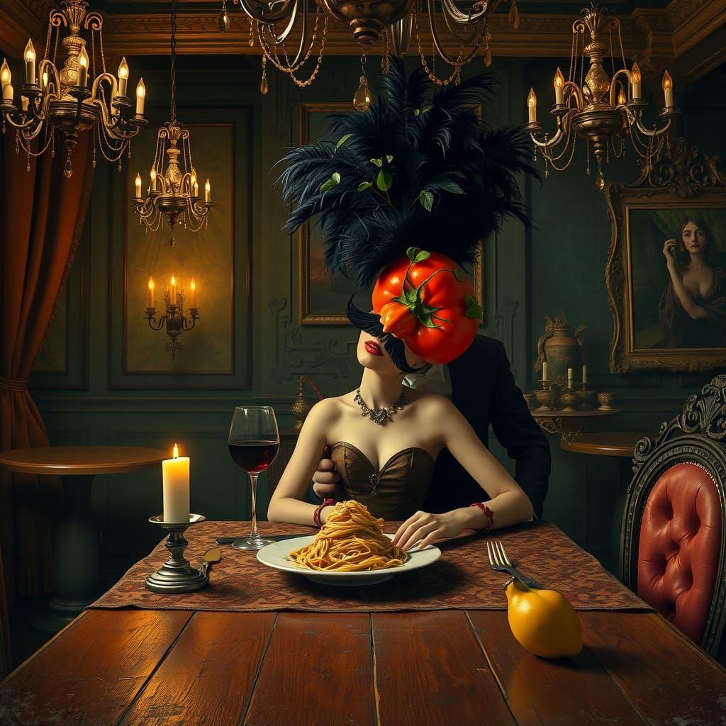 Decadent French Tavern Scene with Courtesan