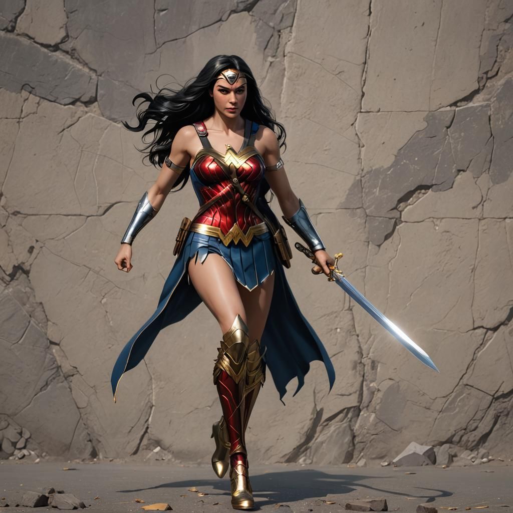 Latina Woman as Wonder Woman in 3D Anime Art