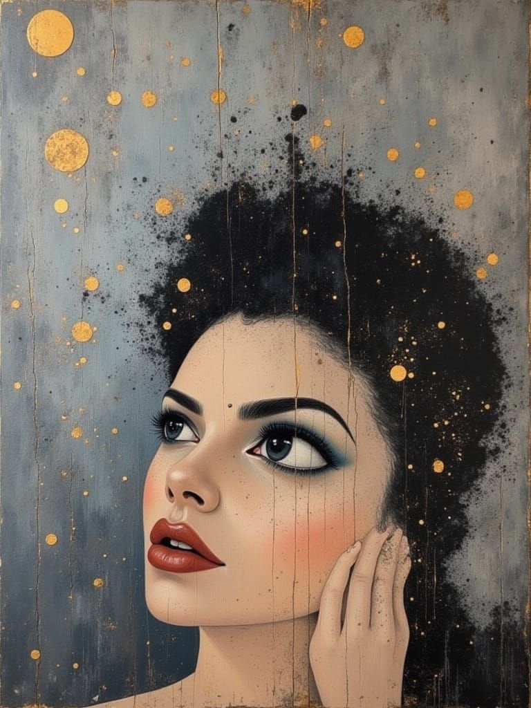 African Woman Dreaming of Stars