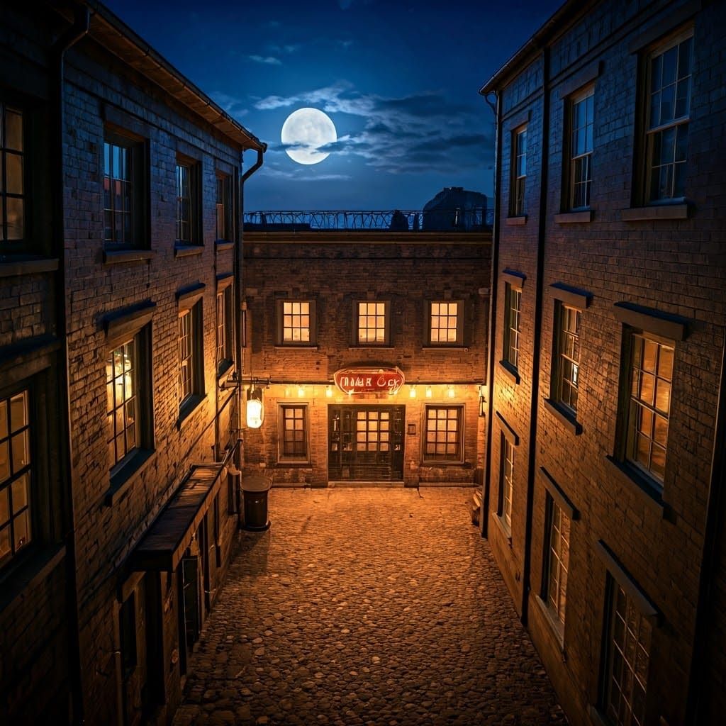 Moonlit Tavern Under a Full Moon