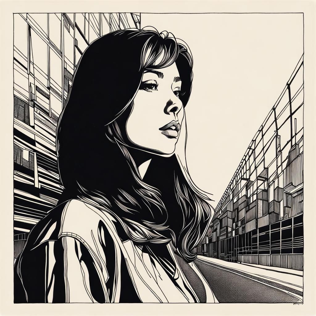 Detailed Ink Sketch Self-Portrait with Crosshatching