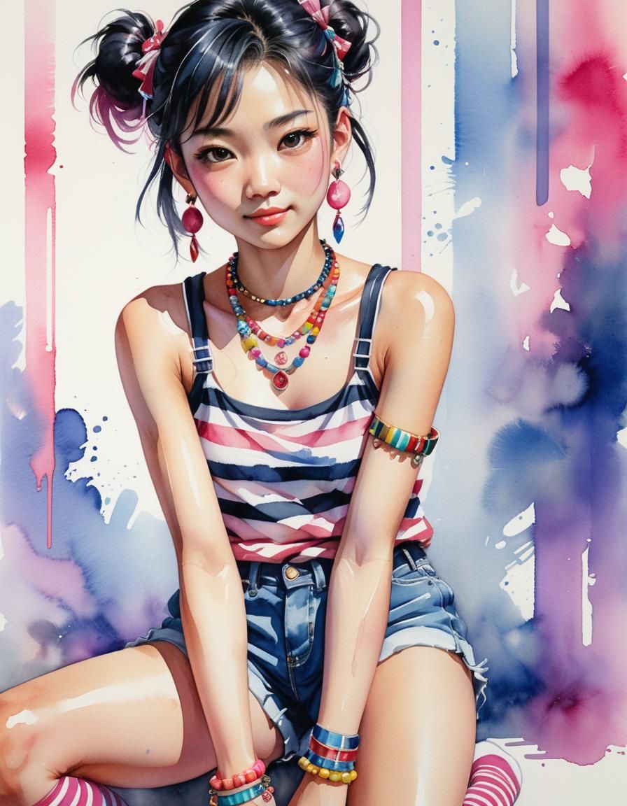 Miko Nakadai Portrait in Watercolor Style