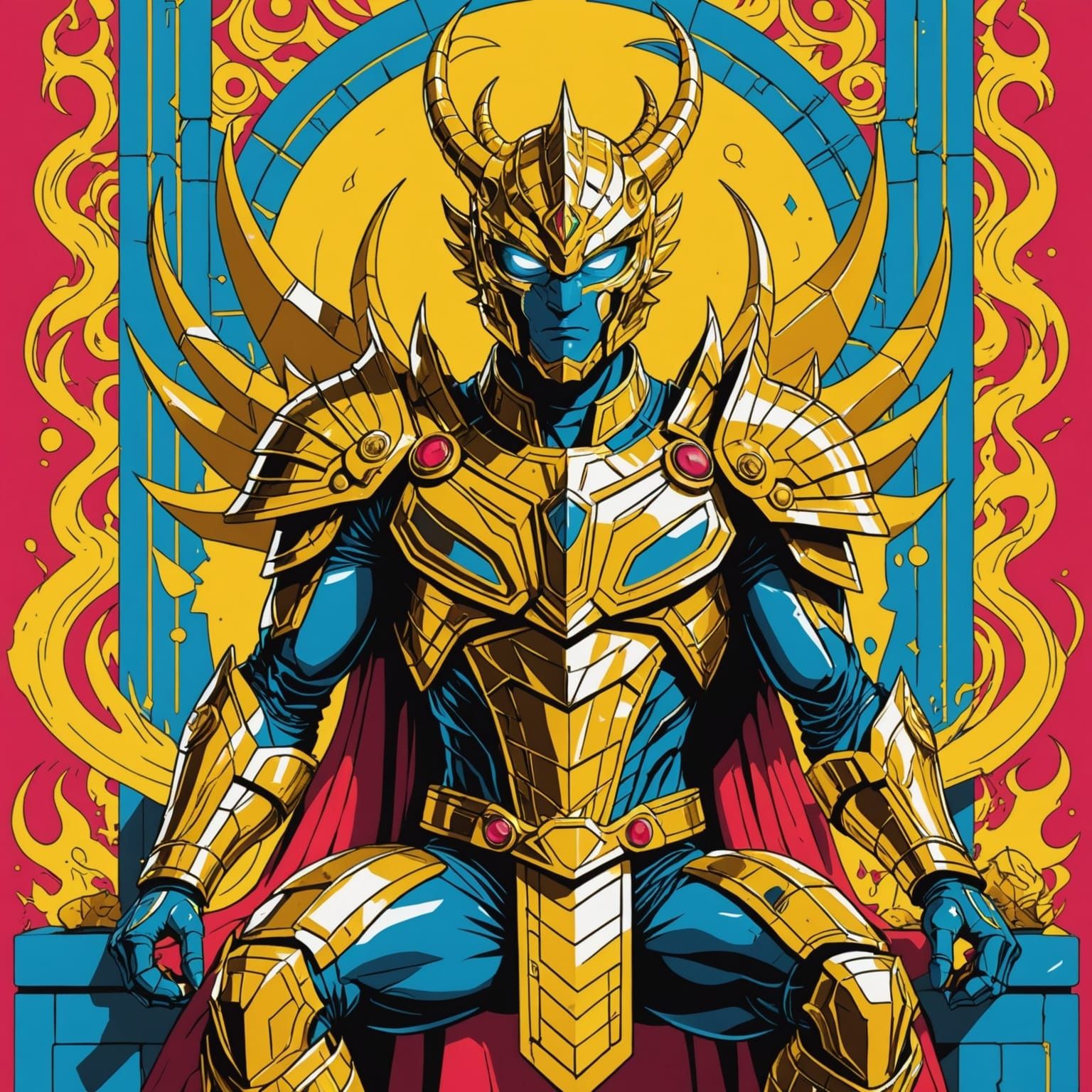 Dragon King Protecting a Treasure Hoard in Vibrant Pop Art