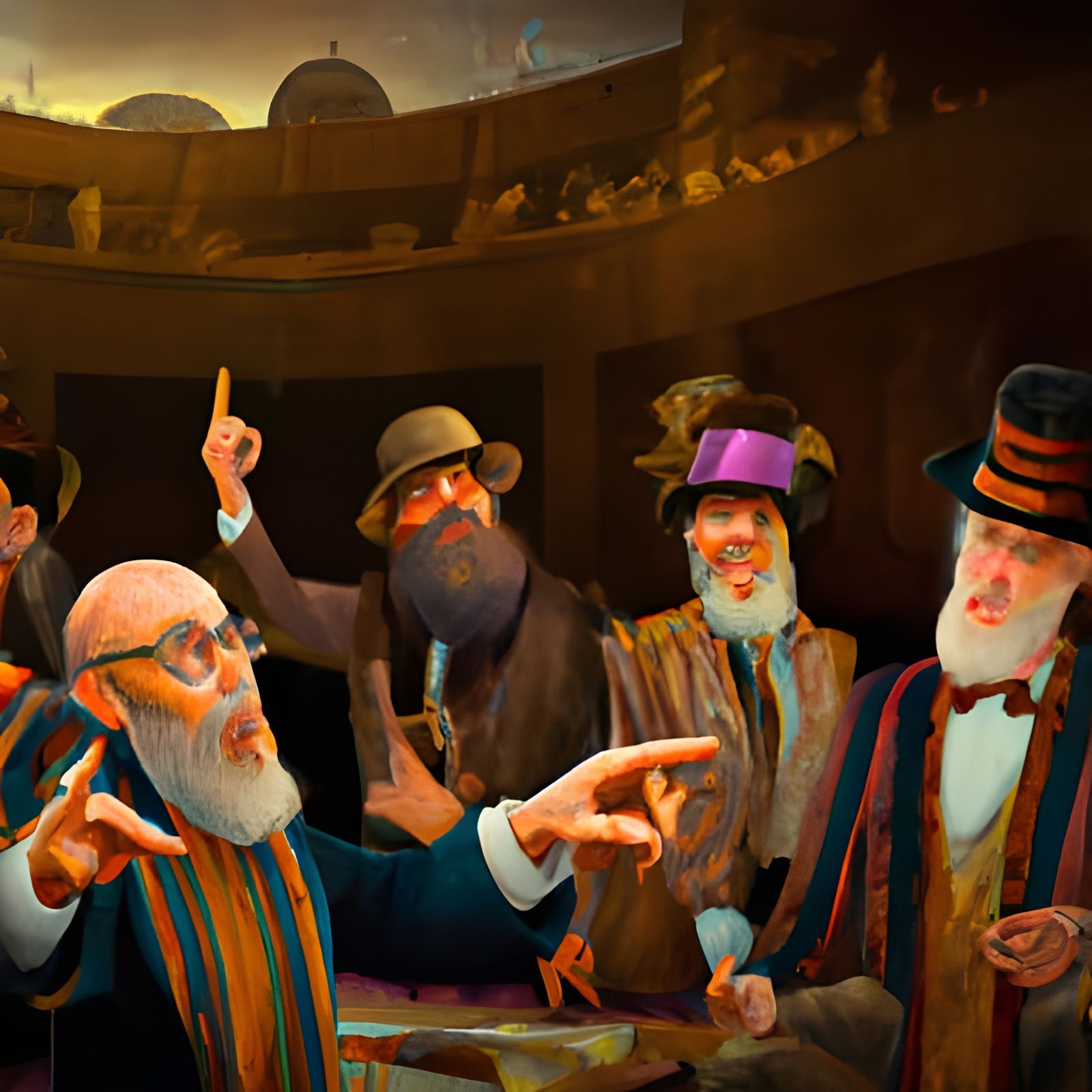 Rabbis Reacting to Uncommon Declaration: Matte Painting