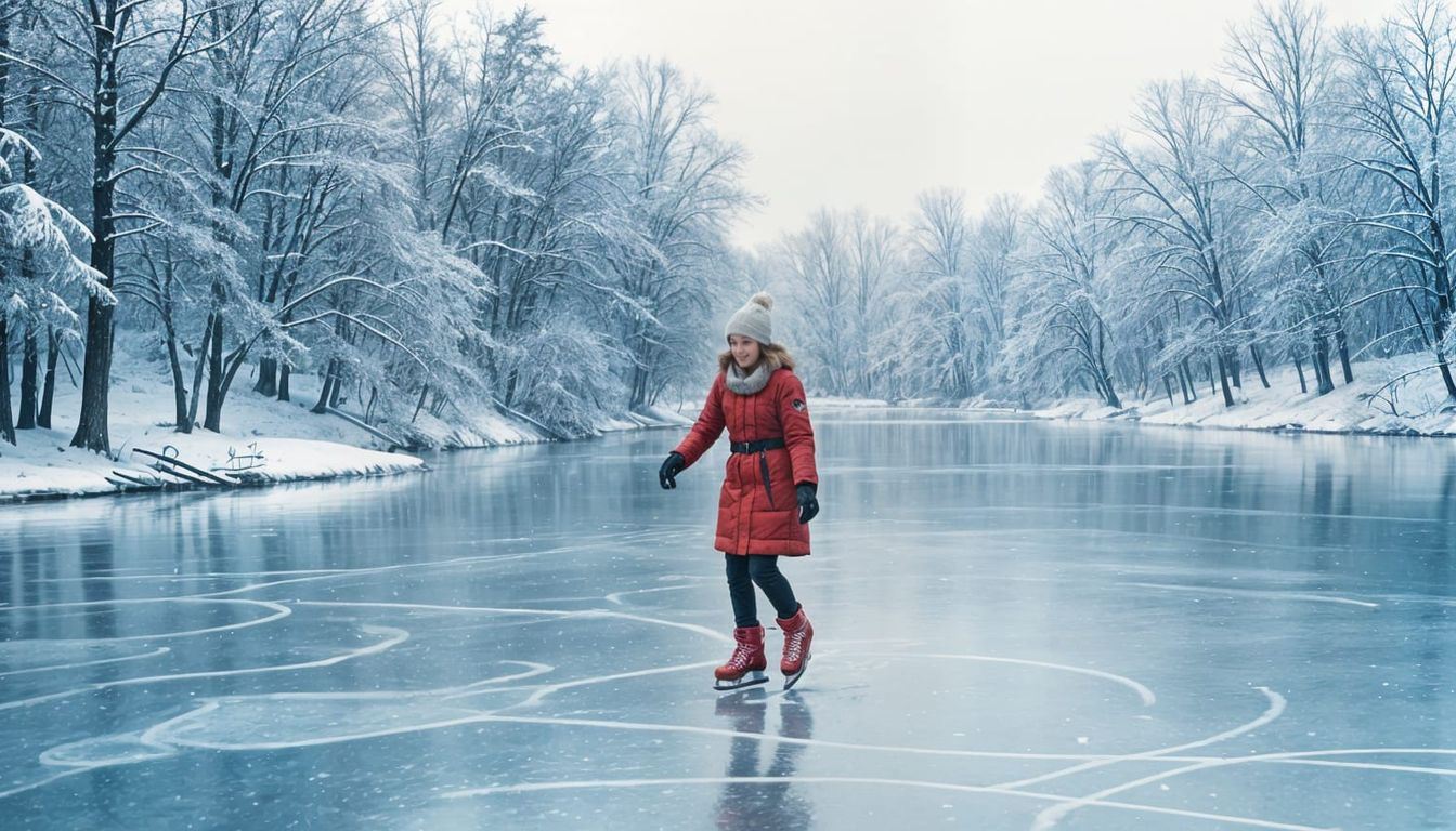 Winter Lake Skating Scene