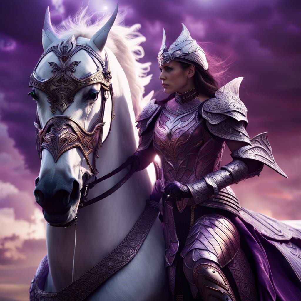 Epic Woman in Gothic Armor Fighting Demons