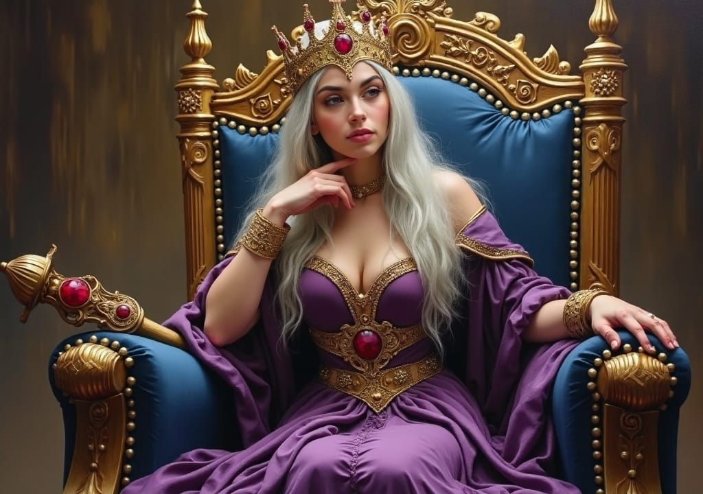 Frigg, Norse Goddess, on Her Throne