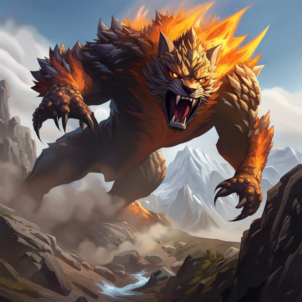 Elemental Creature Unleashes Mountain Rock Attack