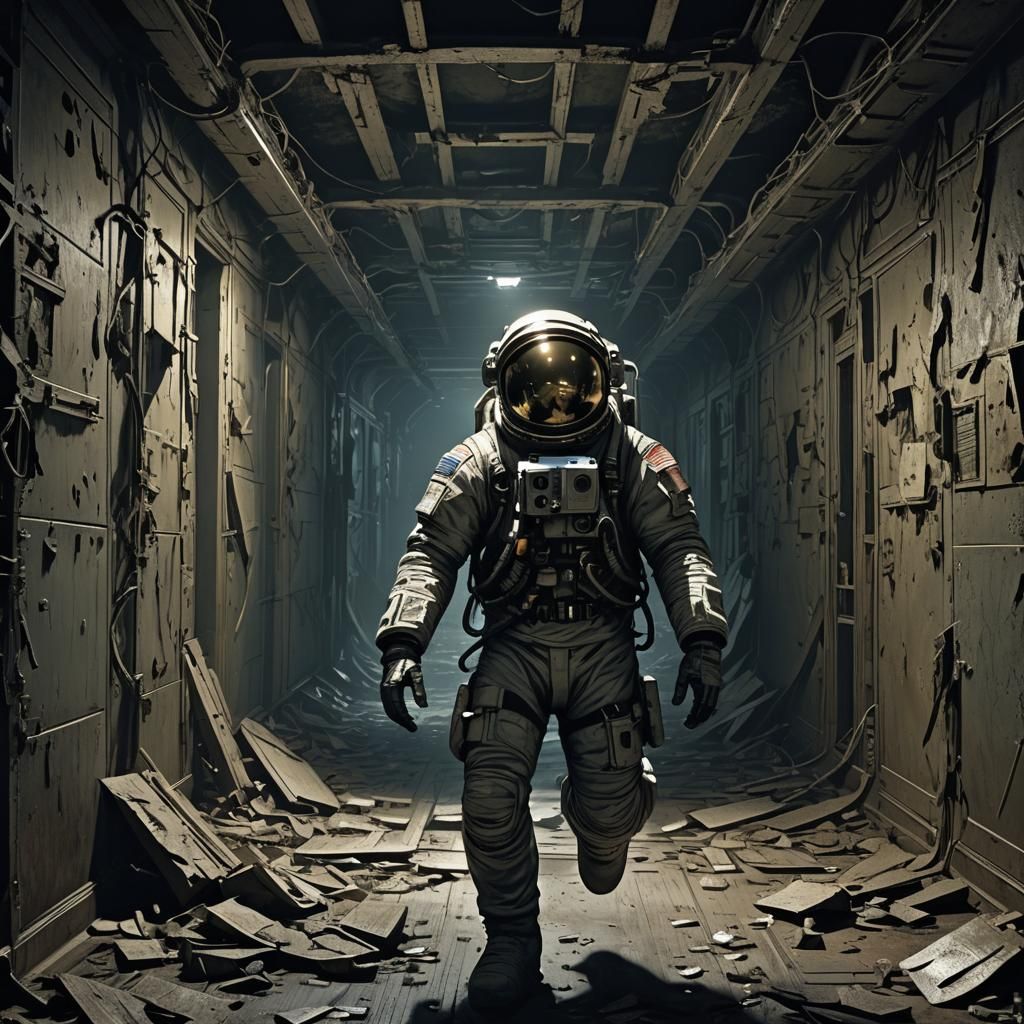 Astronaut's Flight: Horror in Abandoned Spaceship, Doré-Insp...