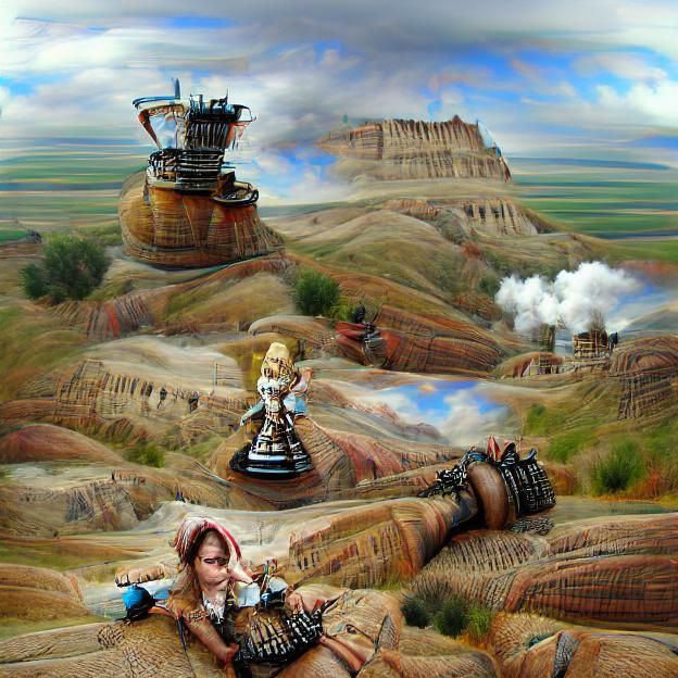 Alice in Badlands: Hyperrealistic Steampunk 3D Render