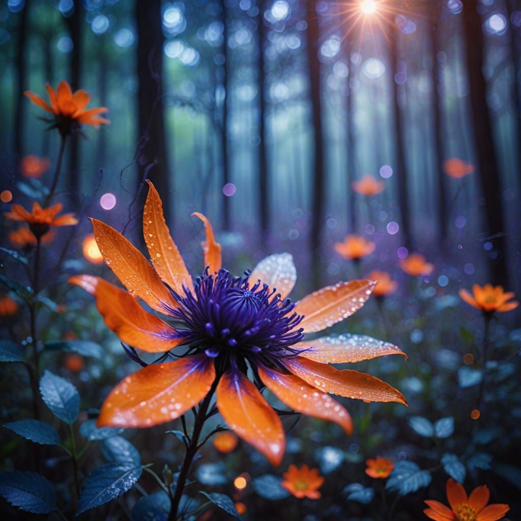 Ethereal Translucent Peace Flower in Misty Forest