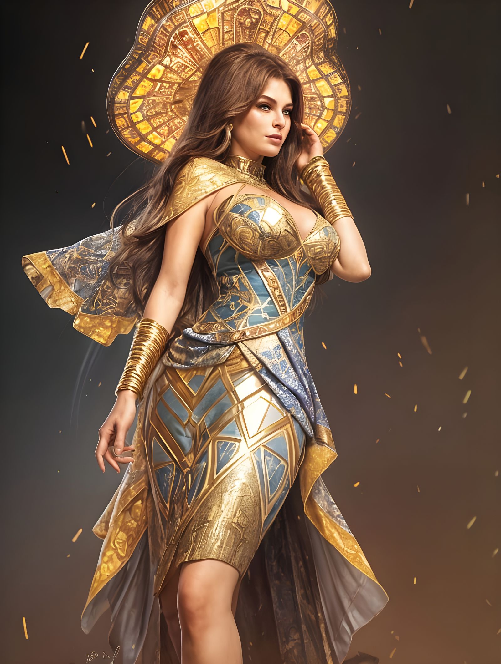 Raquel Welch Mosaic Portrait in Art Nouveau Style