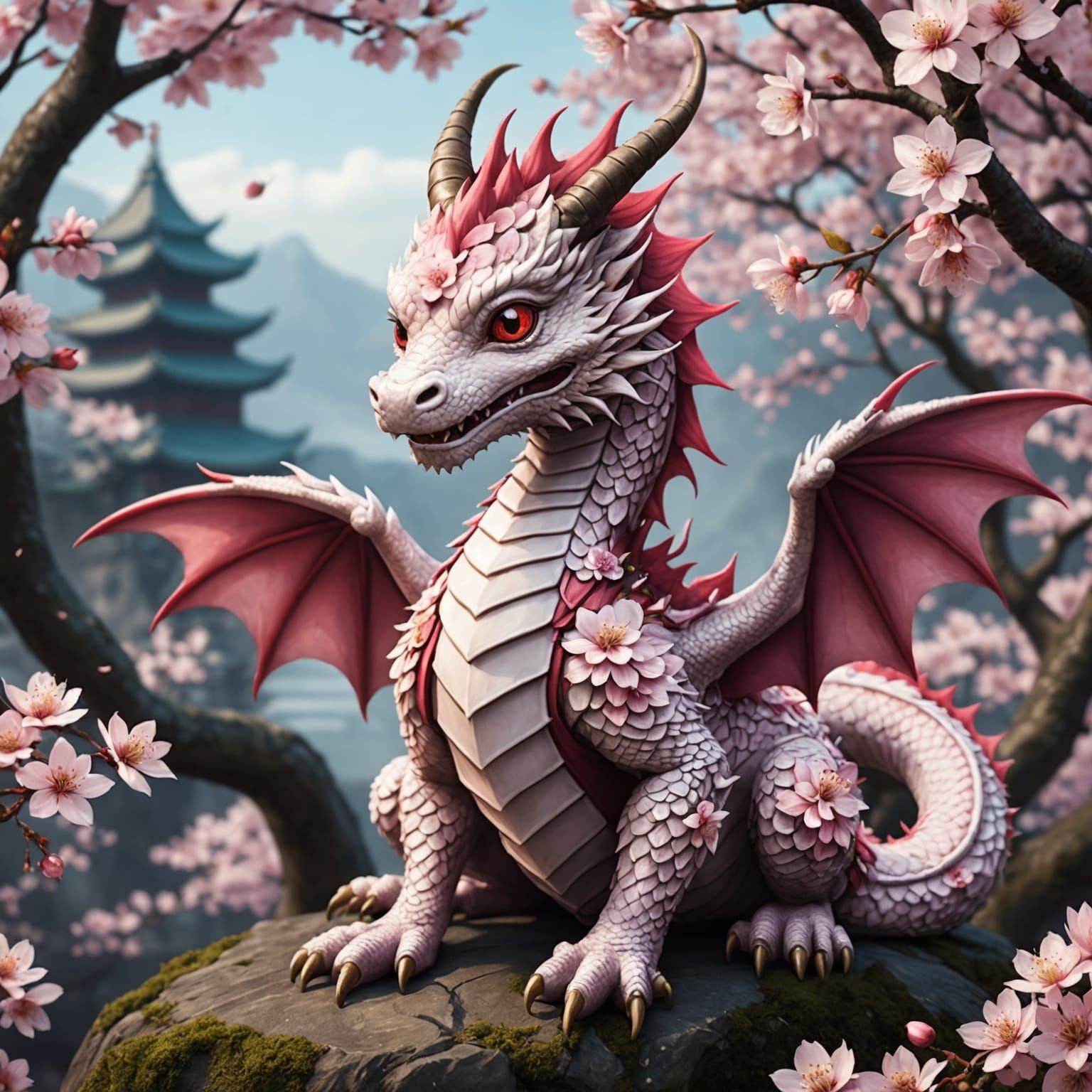 Cute Cherry Blossom Dragon