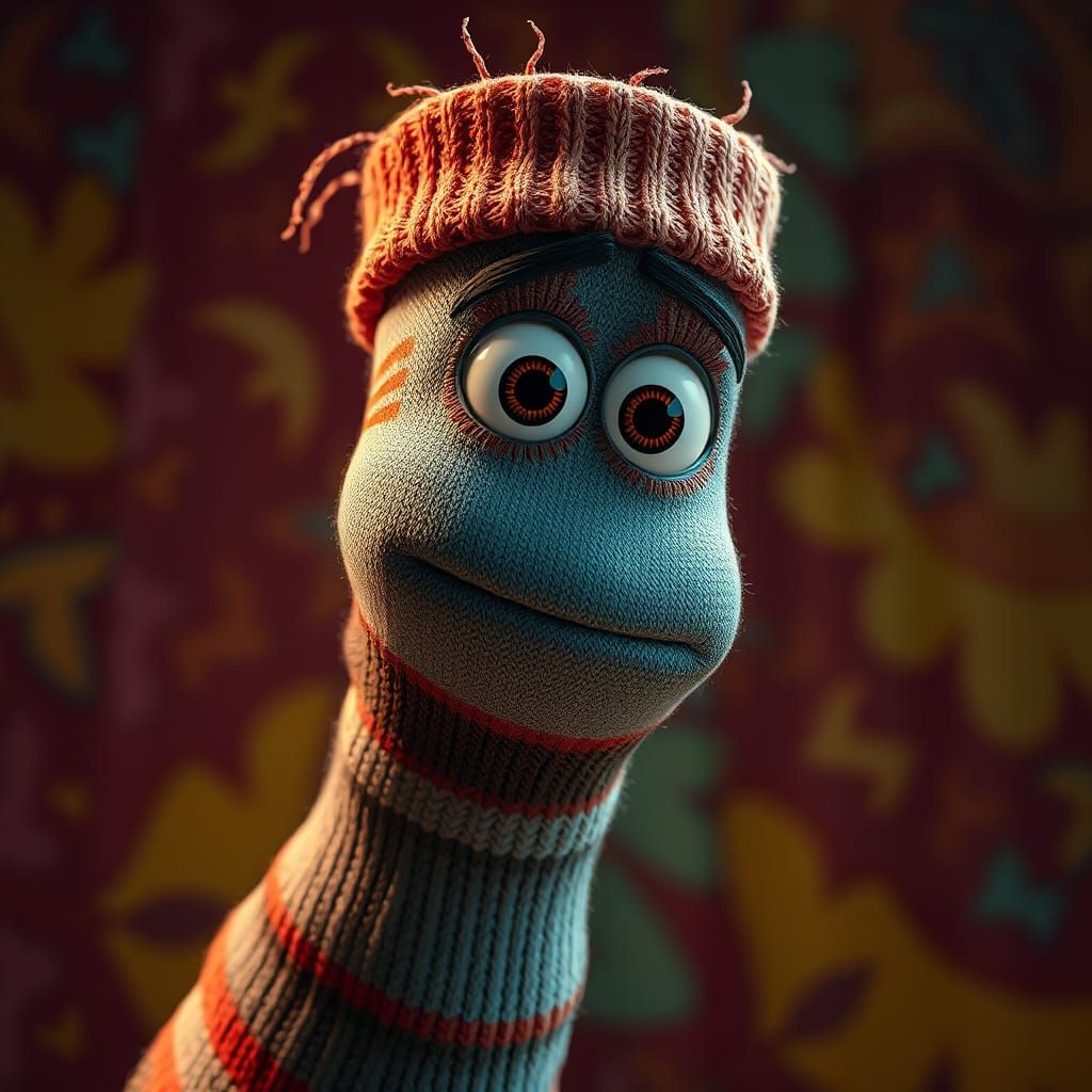 Hyperrealistic Animated Sock Character Concept Art