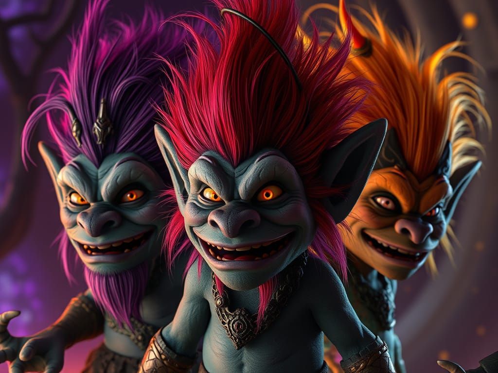 Dark Fantasy Trolls in Dramatic Lighting
