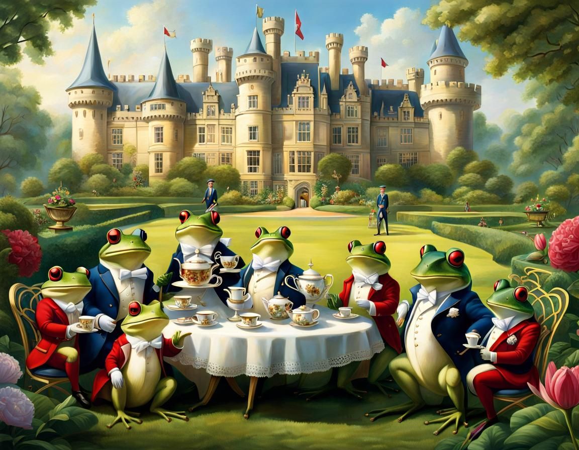Frog Royal Family Tea Party in Majestic Gardens