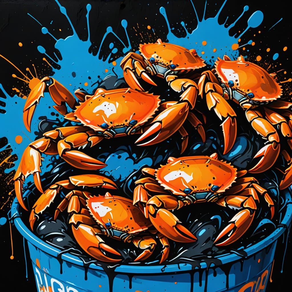 bucket of smashed crabs