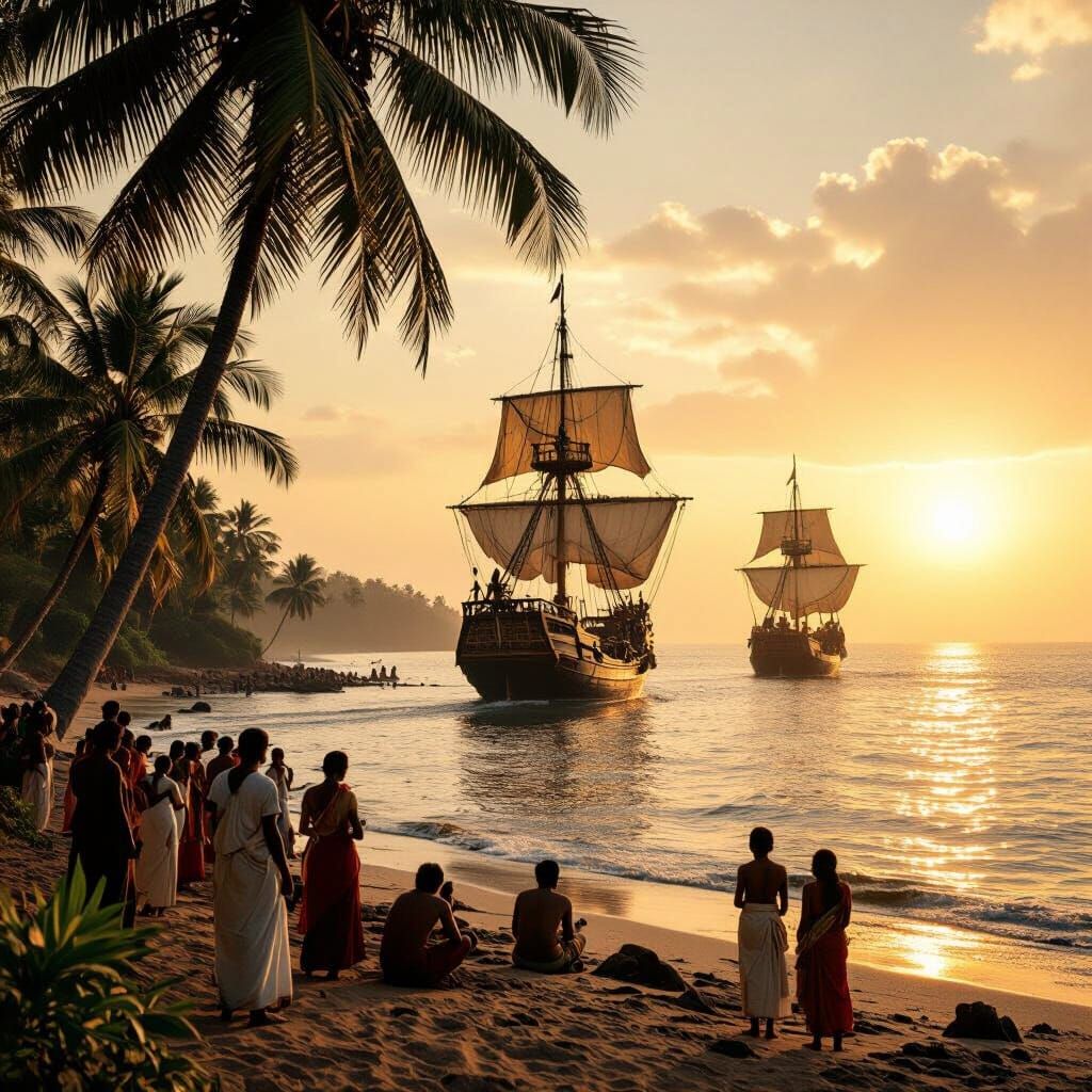 Vasco da Gama's Ship Arrives in Calicut, 1498