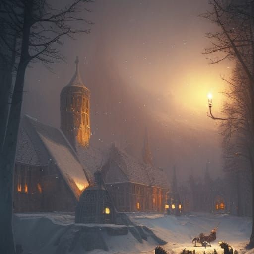Medieval Christmas in Dark Fantasy Style