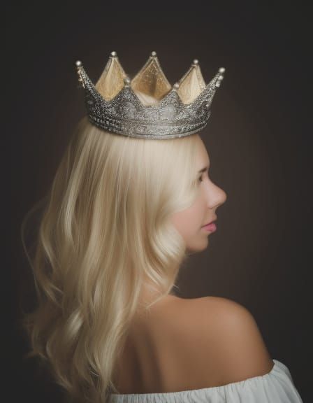 Princess with Blonde Hair and Crown Portrait